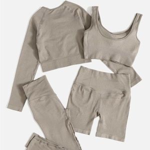 SHEIN 4 Piece Workout Set- Mocha Brown